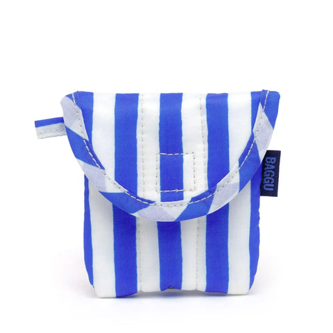 Puffy Earbuds Case: Blue Painted Stripe