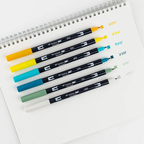 Lemon Squeezy Dual Brush Pens, Set of 6
