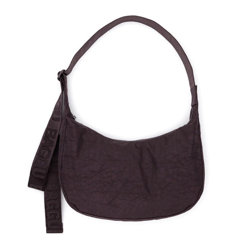 Medium Nylon Crescent Bag: Chocolate Plum