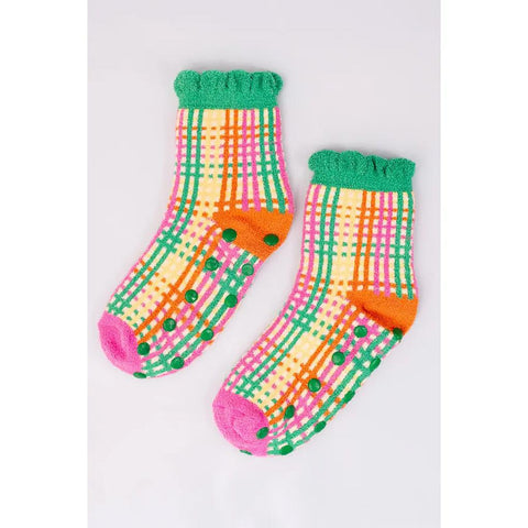 Colorful Grid Cozy Grip Socks