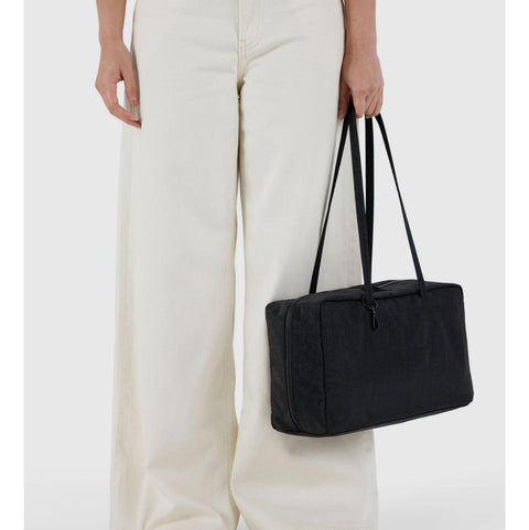 Medium Nylon Bowler Bag: Black