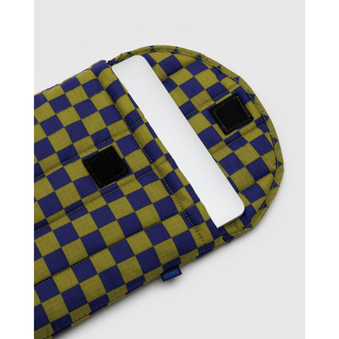Puffy Laptop Sleeves: Pear Navy Check