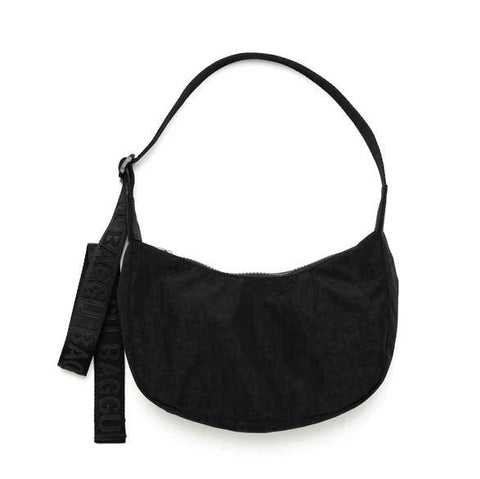 Small Nylon Crescent Bag: Black