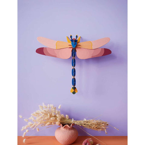 Giant Pink Dragonfly Wall Art Kit