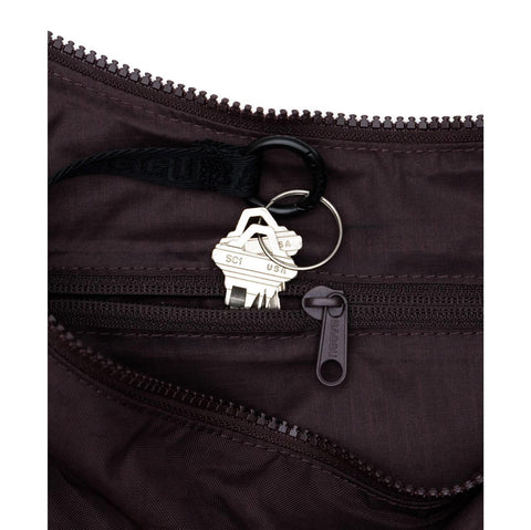 Medium Nylon Crescent Bag: Chocolate Plum