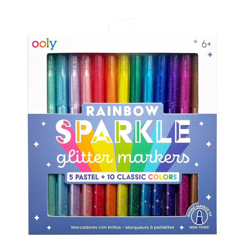 Rainbow Sparkle Glitter Marker Set