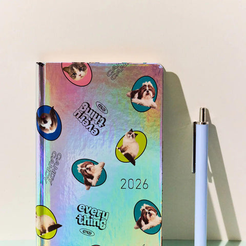 Candy Stripper: Random Dog & Cat (Aurora) Hobonichi Techo Weeks 2026 Planner