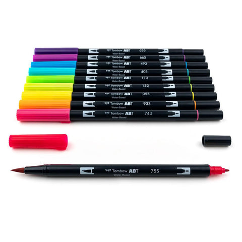 Bright Dual Brush Pens, Set of 10