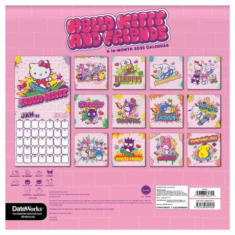 Hello Kitty + Friends 2025 Wall Calendar