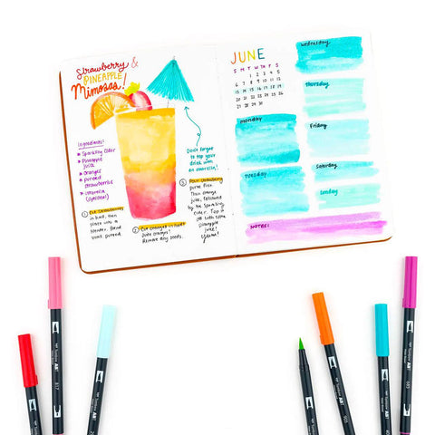 Tropical Dual Brush Pens, Set of 10