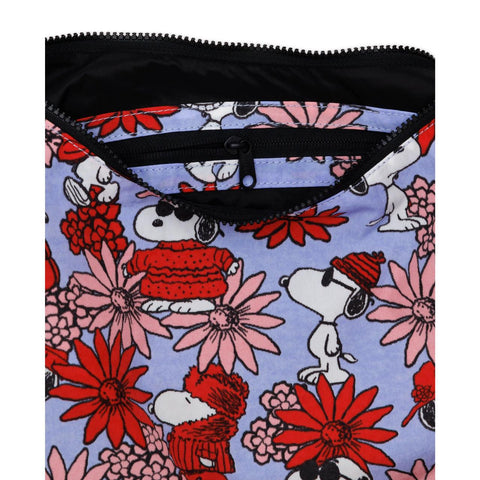 Medium Nylon Crescent Bag: Floral Snoopy