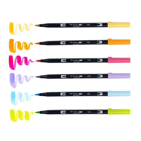 Yay Sorbet Dual Brush Pens, Set of 6