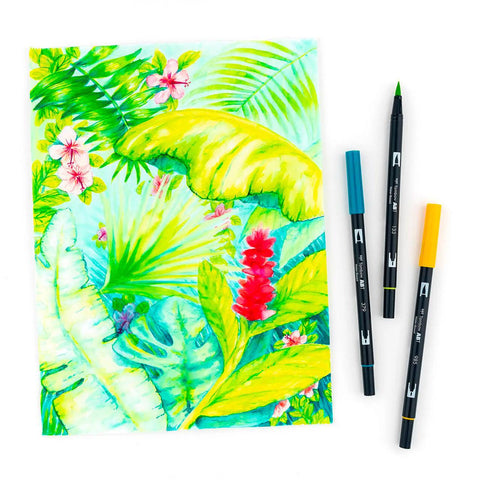 Tropical Dual Brush Pens, Set of 10