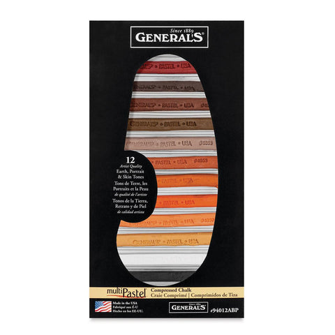 Compressed Pastel Chalk Sticks, Earth + Skin Tones