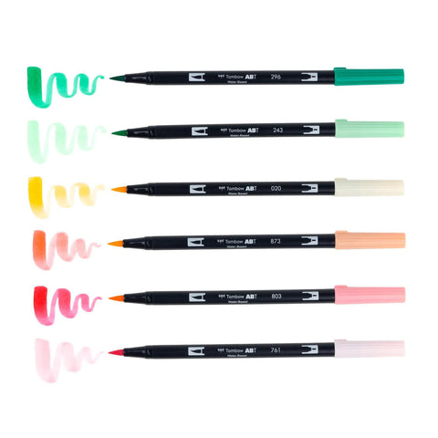 Just Peachy Dual Brush Pens, Set of 6