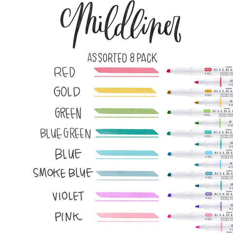 MILDLINER Dual-Tip Creative Highlighters, Set of 8 Colors