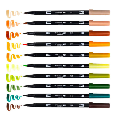 Seventies Dual Brush Pens, Set of 10