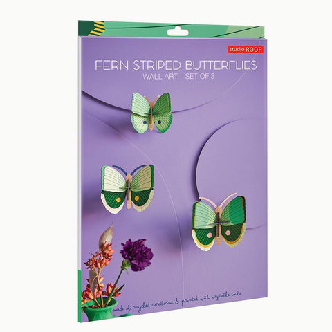 Fern Striped Butterflies Wall Art Kit