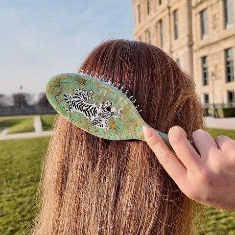 Tiger Hand-Painted Acetate Hair Brush