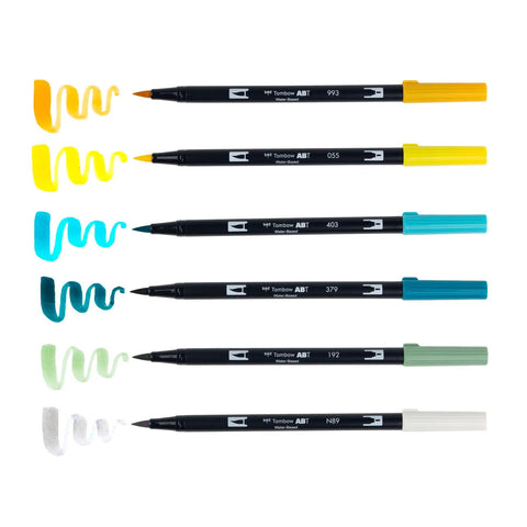 Lemon Squeezy Dual Brush Pens, Set of 6