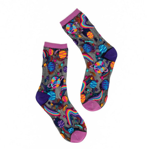 Pop Art Planets Sheer Socks