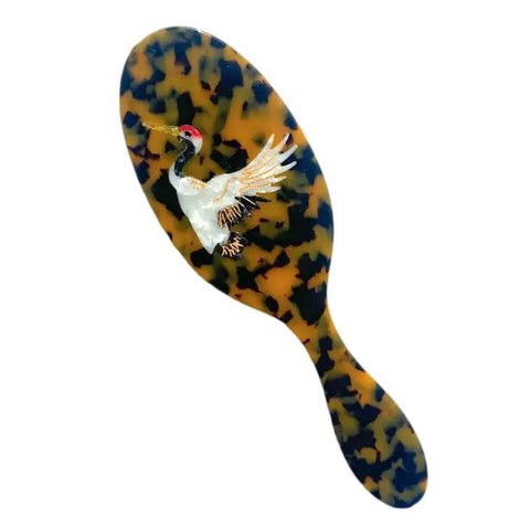 Crane Hand-Painted Acetate Hair Brush