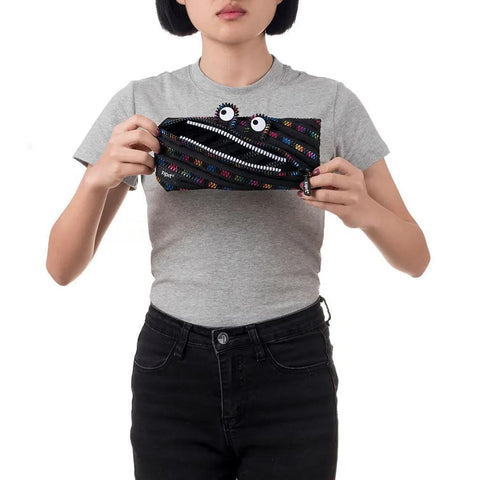 Black + Rainbow Monster Zipper Pouch