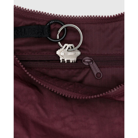 Medium Nylon Crescent Bag: Mahogany