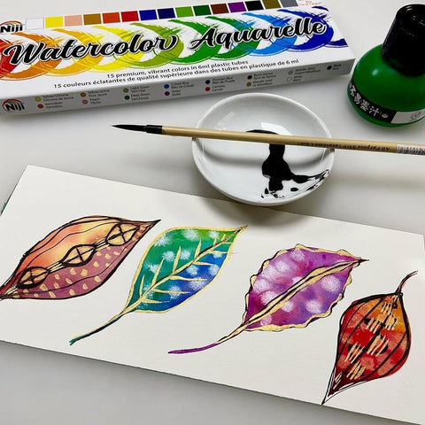 Niji Premium Aquarelle Watercolors, 15 Color Set