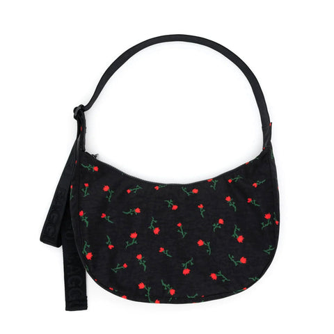 Medium Nylon Crescent Bag: Painted Wildflower