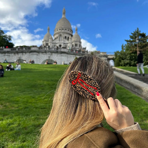 Leopard Bow Hand-Painted Acetate Hair Brush