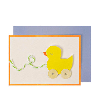 Pull Along Duck Gift Enclosure Mini Card