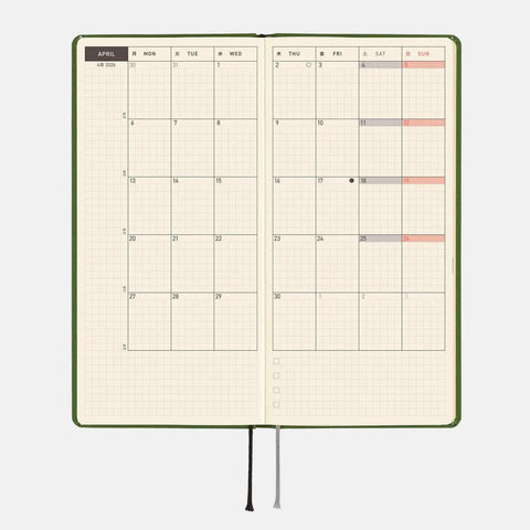 Antique Green Hobonichi Techo Weeks 2026 Planner