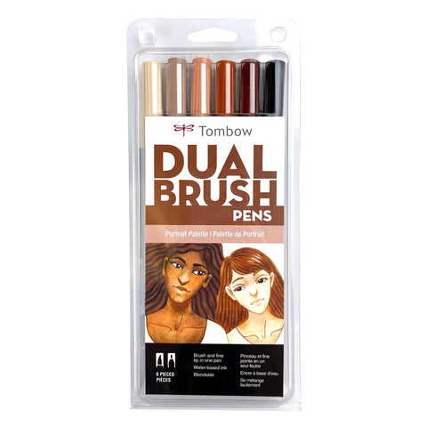 Portrait Dual Brush Pens, Set of 6