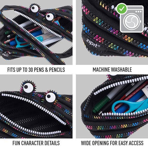 Black + Rainbow Monster Zipper Pouch