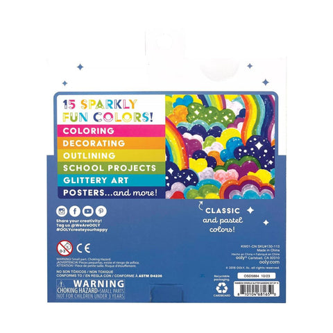 Rainbow Sparkle Glitter Marker Set