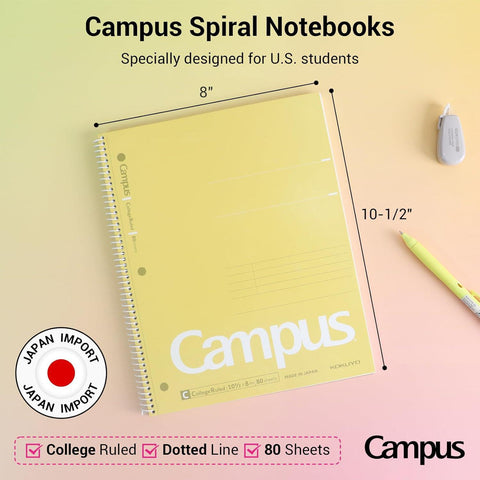 Campus College-Ruled Spiral Notebooks, Fresh Colors