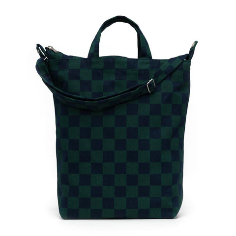 Zip Duck Bag: Navy Green Check