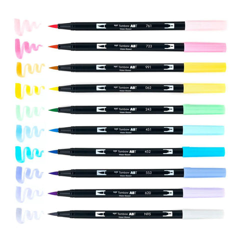 Pastel Dual Brush Pens, Set of 10