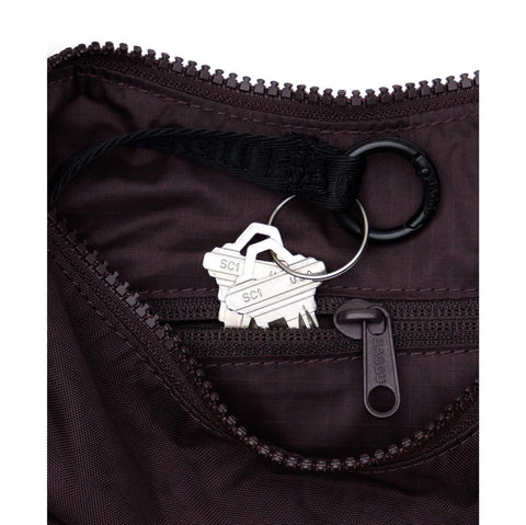 Small Nylon Crescent Bag: Chocolate Plum