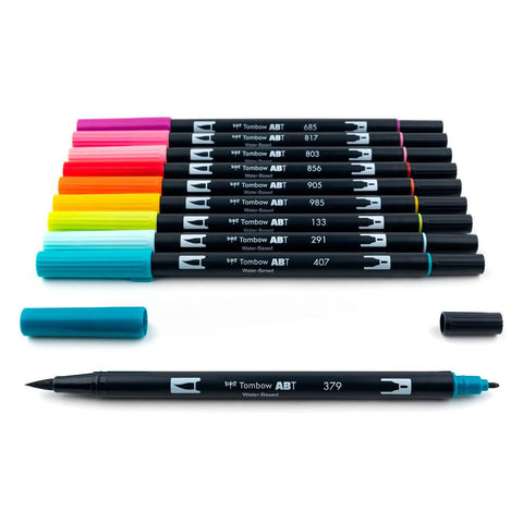 Tropical Dual Brush Pens, Set of 10