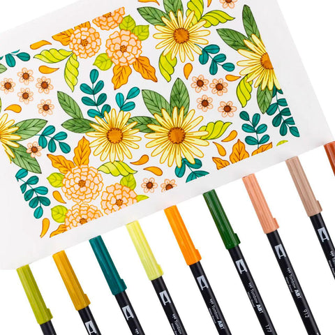 Seventies Dual Brush Pens, Set of 10