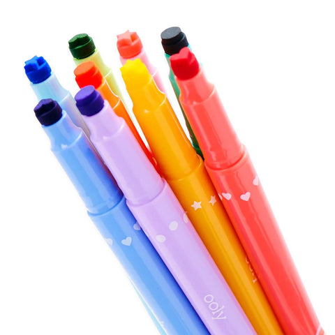 Confetti Stamp Double-Ended Markers Set