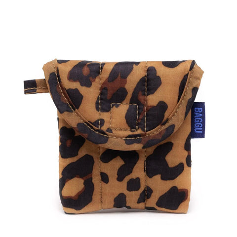 Puffy Earbuds Case: Leopard