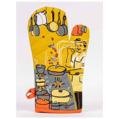 Man with a Pan Oven Mitt