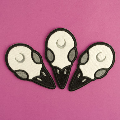 Raven Skull Fuzzy Patch