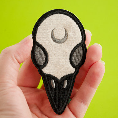 Raven Skull Fuzzy Patch