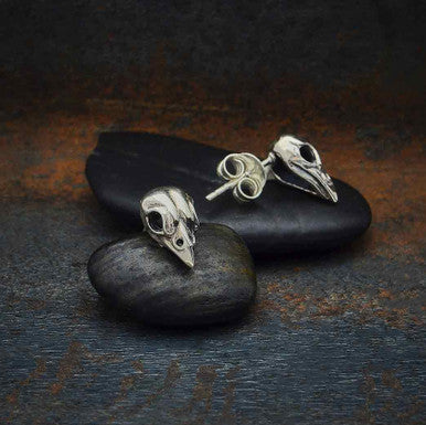 Sterling Silver Sparrow Skull Earrings