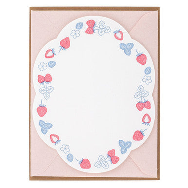 Die Cut Letterpress Stationery Set, Strawberry