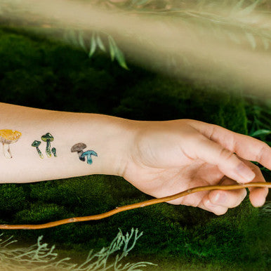 Colorful Mushrooms Tattoo Sheets
